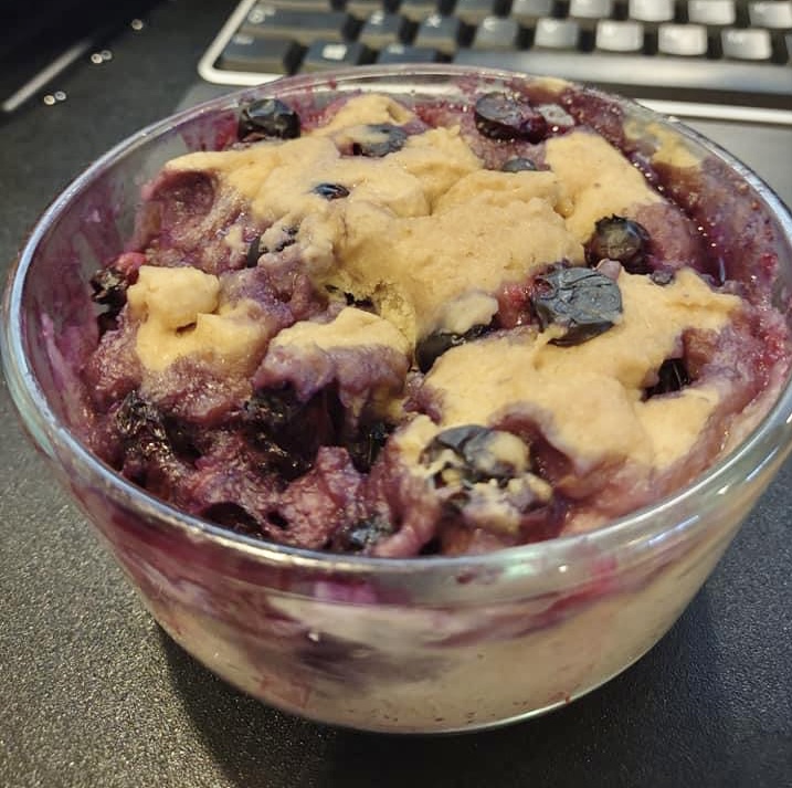 Three Ingredient Blueberry Protein Breakfast Cake